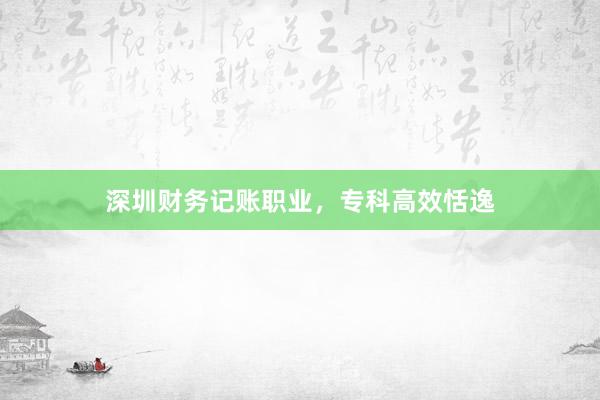 深圳财务记账职业，专科高效恬逸